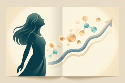 Ilustración del crecimiento adolescente y moléculas hormonales