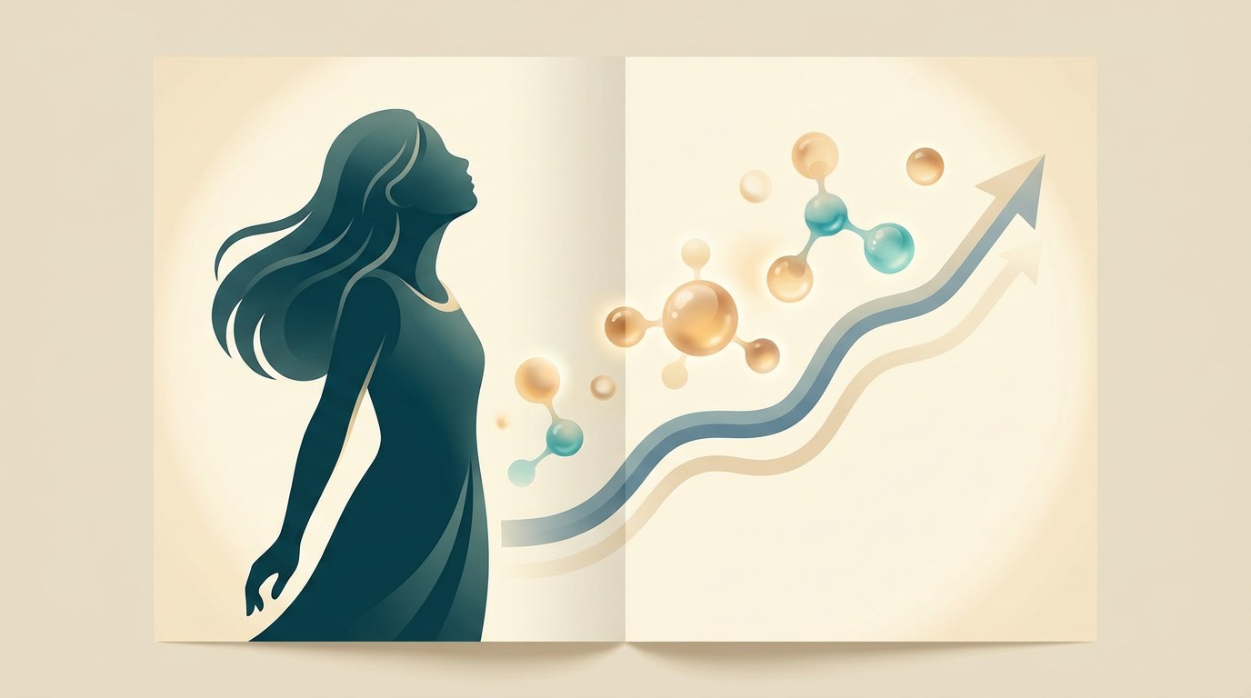 Ilustración del crecimiento adolescente y moléculas hormonales